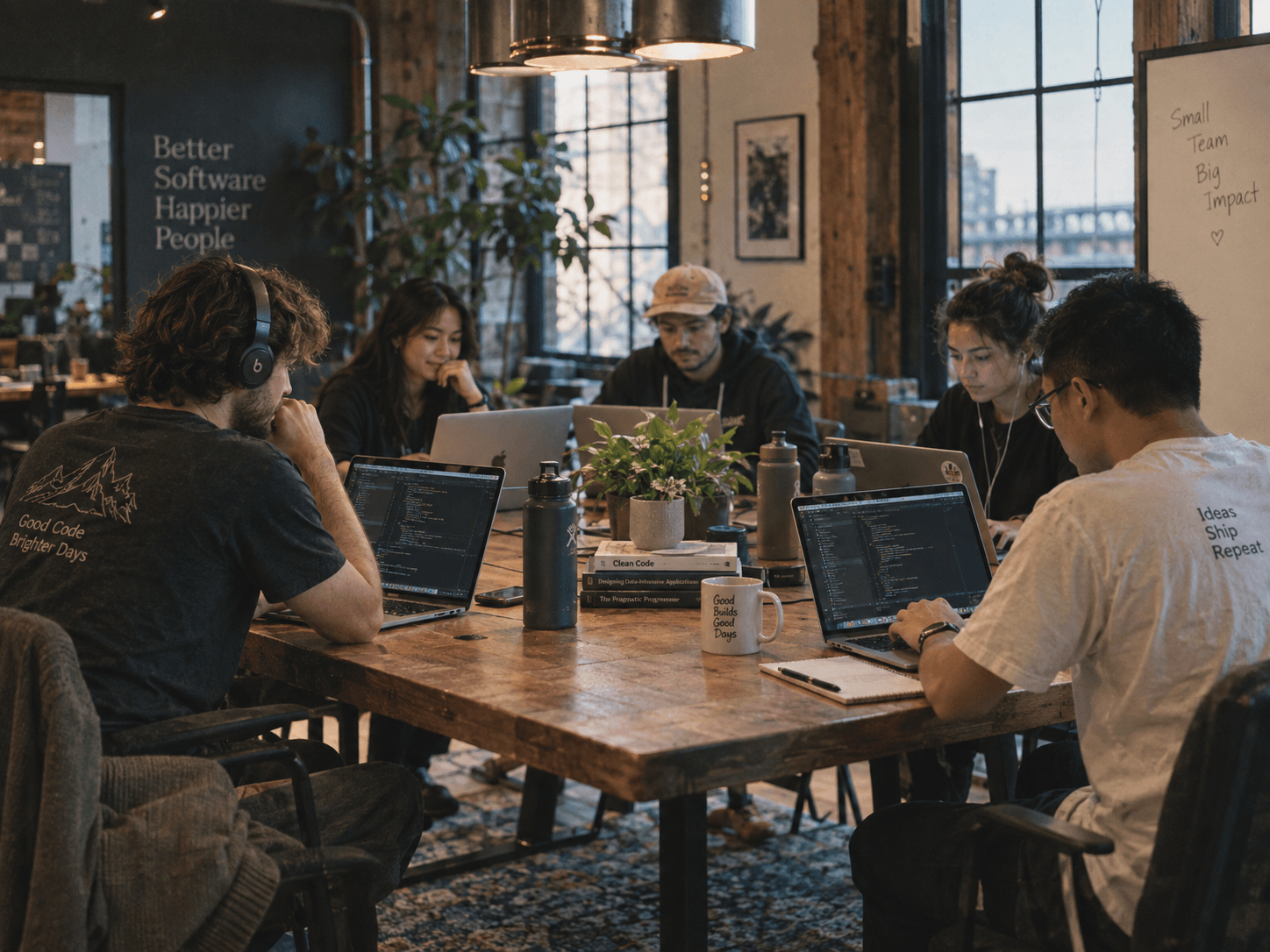 The team working together